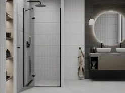 Porte De Douche|Mexen Roma porte de douche pivotante 110 cm, transparentes, noires - 854-110-000-70-00
