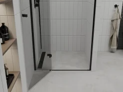Porte De Douche|Mexen Roma porte de douche pivotante 110 cm, transparentes, noires - 854-110-000-70-00