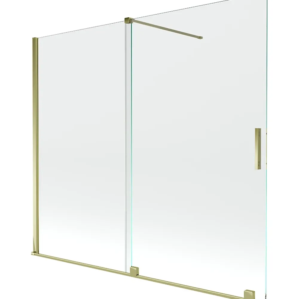 Mexen Velar pare-douche 2 plis coulissant 180 x 150 cm, transparent, doré - 896-180-000-01-50