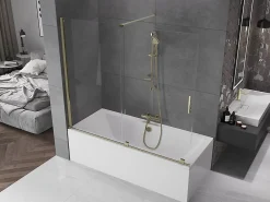Mexen Velar pare-douche 2 plis coulissant 180 x 150 cm, transparent, doré - 896-180-000-01-50