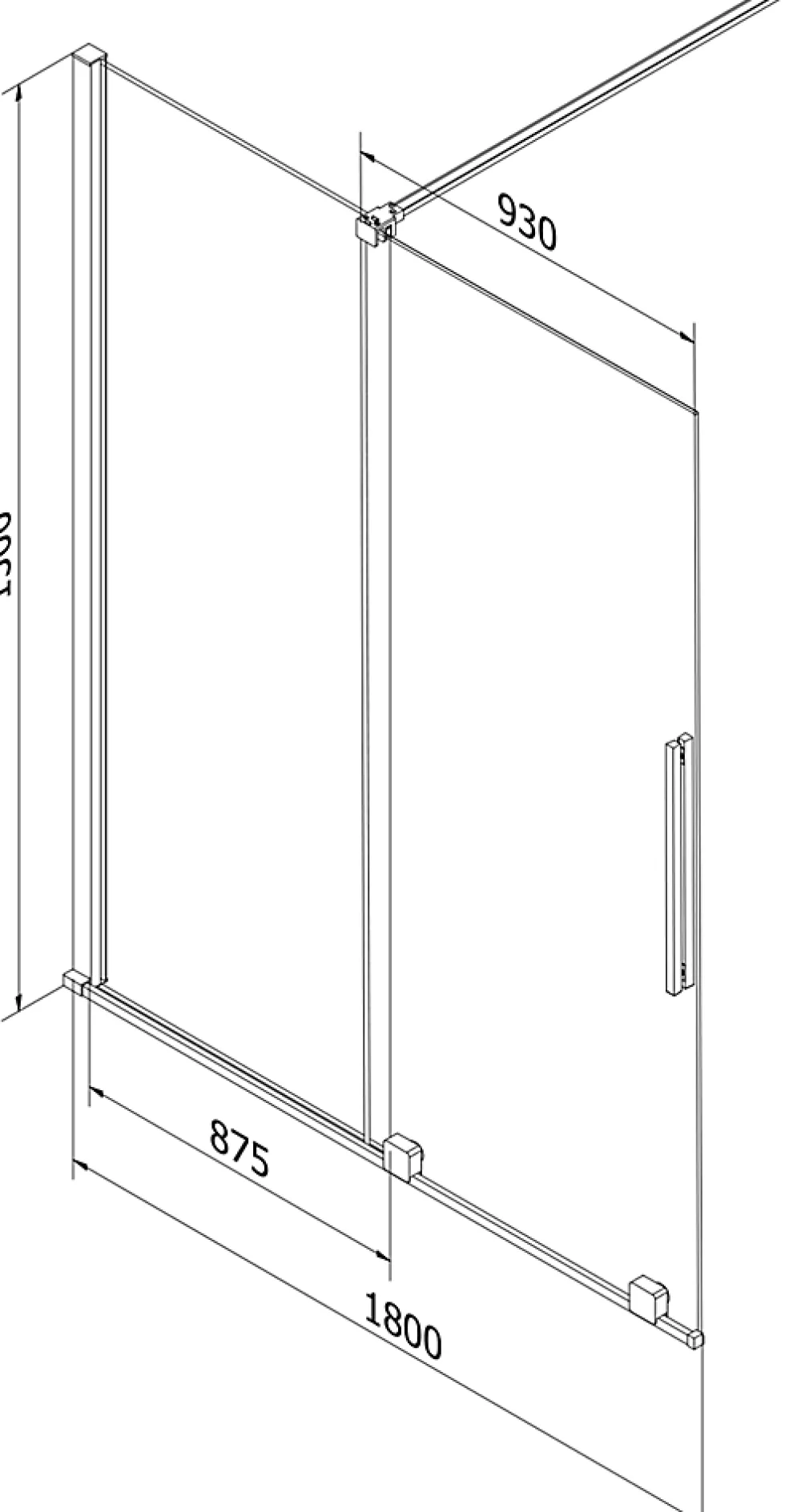 Mexen Velar pare-douche 2 plis coulissant 180 x 150 cm, transparent, doré - 896-180-000-01-50