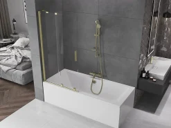 Paroi De Douche|Mexen Velar paroi de baignoire 2 volets coulissants 95 x 150 cm, transparent, doré brossé - 896-095-000-01-55