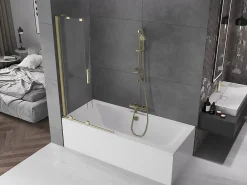 Paroi De Douche|Mexen Velar paroi de baignoire 2 volets coulissants 95 x 150 cm, transparent, doré brossé - 896-095-000-01-55