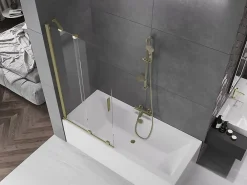 Paroi De Douche|Mexen Velar paroi de baignoire 2 volets coulissants 95 x 150 cm, transparent, doré brossé - 896-095-000-01-55