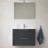 Lave-Mains|Vitra Mia ensemble meuble 79x61x39,5 cm avec miroir, lavabo et éclairage LED, Anthracite brillant (MIASET80A)
