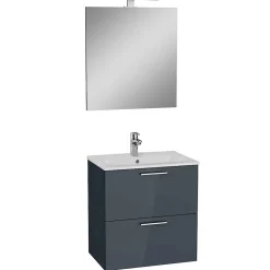 Vitra Mia ensemble meuble 59x61x39,5 cm avec porte, avec miroir, lavabo et éclairage LED, Blanc brillant (MIASETFP60B)
