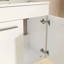 Vitra Mia ensemble meuble 59x61x39,5 cm avec porte, avec miroir, lavabo et éclairage LED, Blanc brillant (MIASETFP60B)
