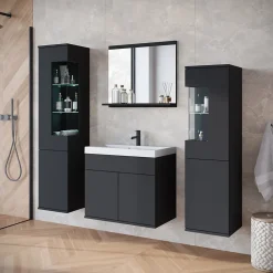 MINIO go for it , ensemble de meubles de salle de bain NIKITA noir, 4 pièces