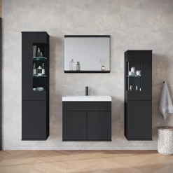 MINIO go for it , ensemble de meubles de salle de bain NIKITA noir, 4 pièces
