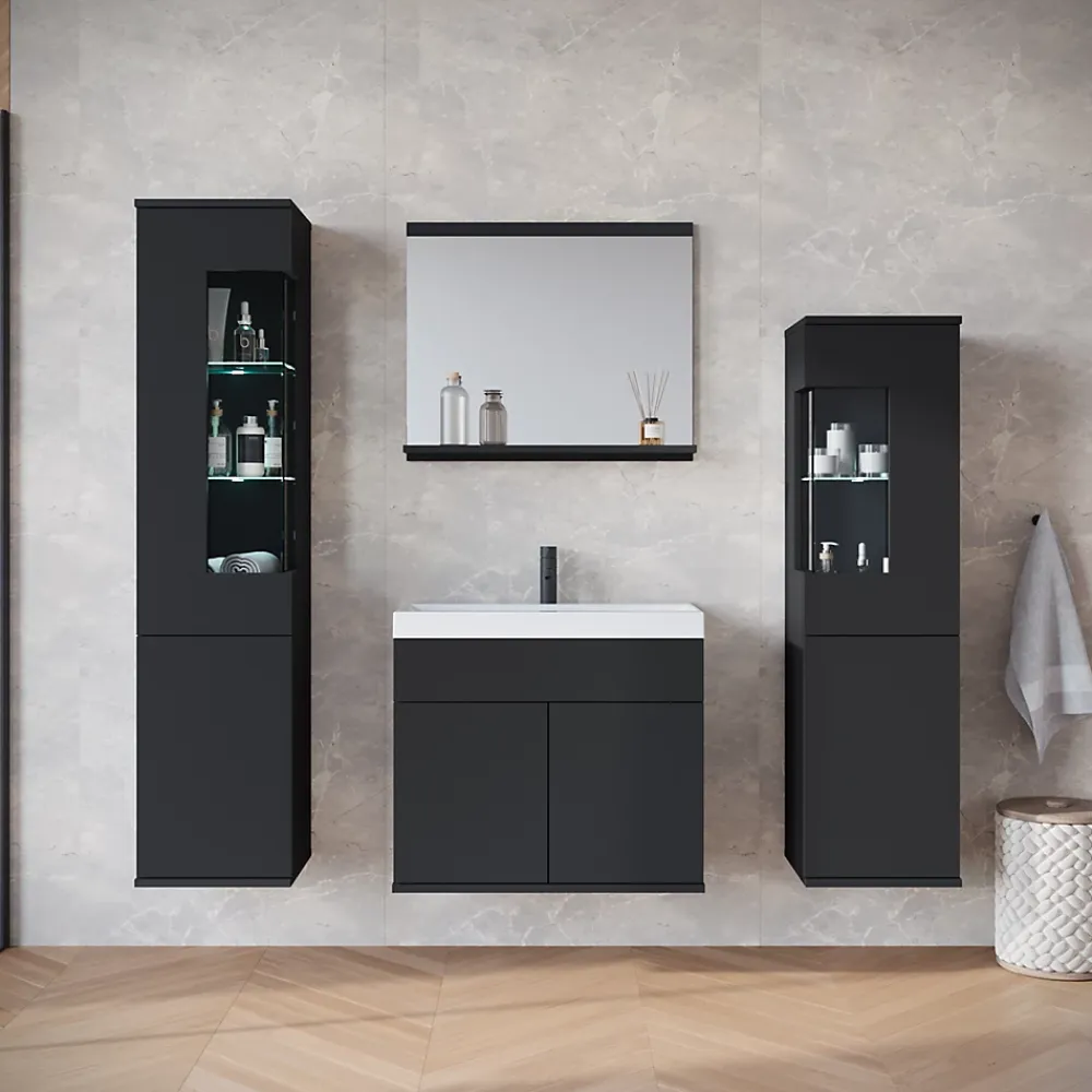 MINIO go for it , ensemble de meubles de salle de bain NIKITA noir, 4 pièces