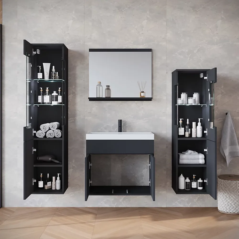 MINIO go for it , ensemble de meubles de salle de bain NIKITA noir, 4 pièces