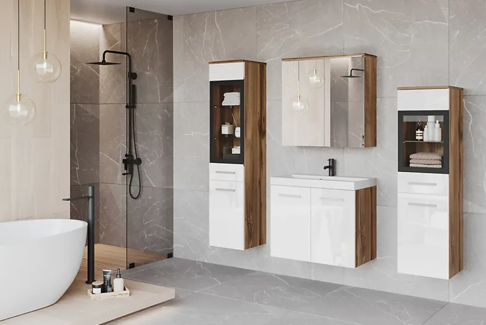 MINIO go for it , Meuble de salle de bain chêne wotan/blanc brillant - MARIT II