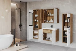 MINIO go for it , Meuble de salle de bain chêne wotan/blanc brillant - MARIT II