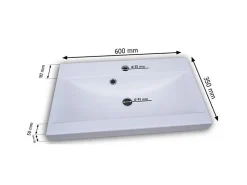 MINIO go for it , Set de meubles de salle de bains 4 pièces ALBECK, avec lavabo, blanc brillant / chêne wotan