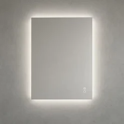 Miroir Lumineux|Et Design Miroir à bord poli 120x60 cm avec rétroéclairage périmétrique, interrupteur tactile et système antibuée