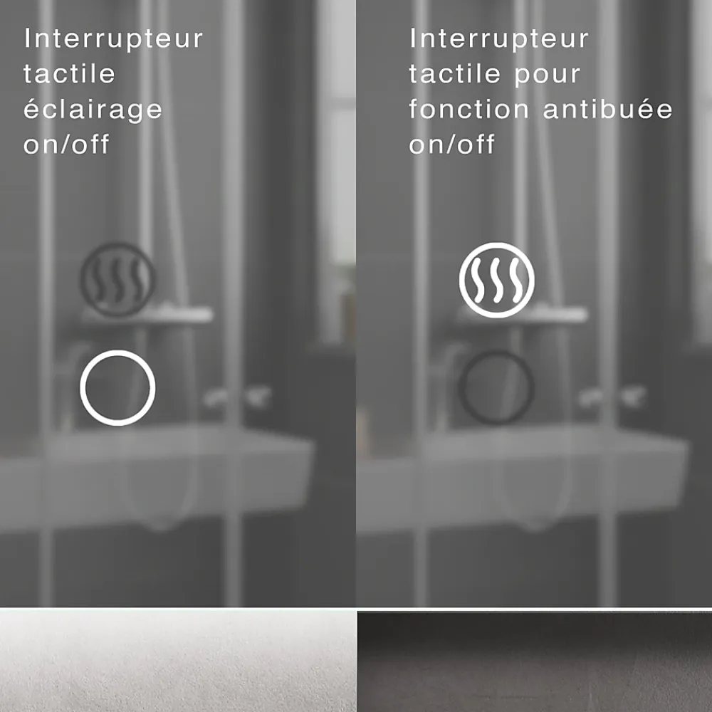 Miroir Lumineux|Et Design Miroir à bord poli 120x60 cm avec rétroéclairage périmétrique, interrupteur tactile et système antibuée