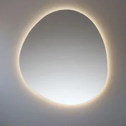 Miroir Lumineux|Et Design Miroir à bord poli 100x110 cm de forme profilée avec rétroéclairage led périmétrique et interrupteur tactile