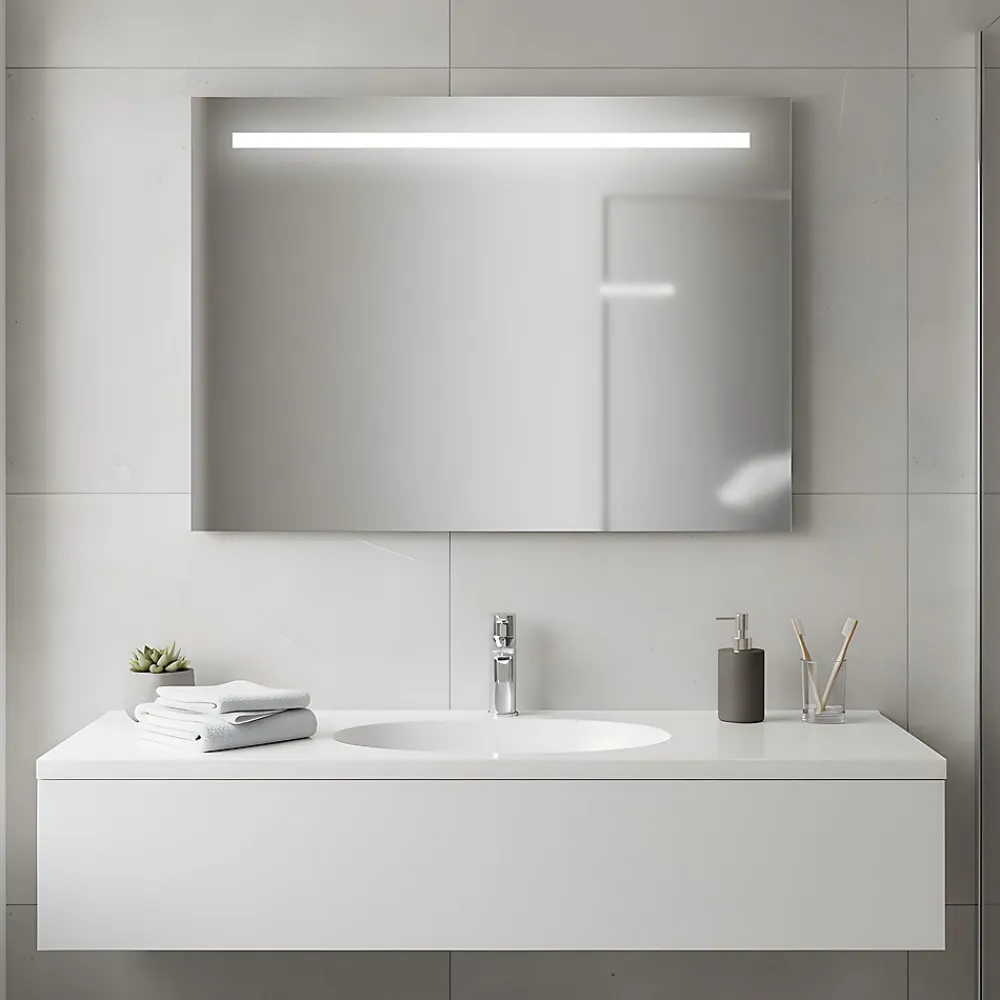 Et Design Miroir à bord poli 120x70H cm avec sablage frontal rétroéclairé led