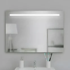 Et Design Miroir à bord poli 120x70H cm avec sablage frontal rétroéclairé led