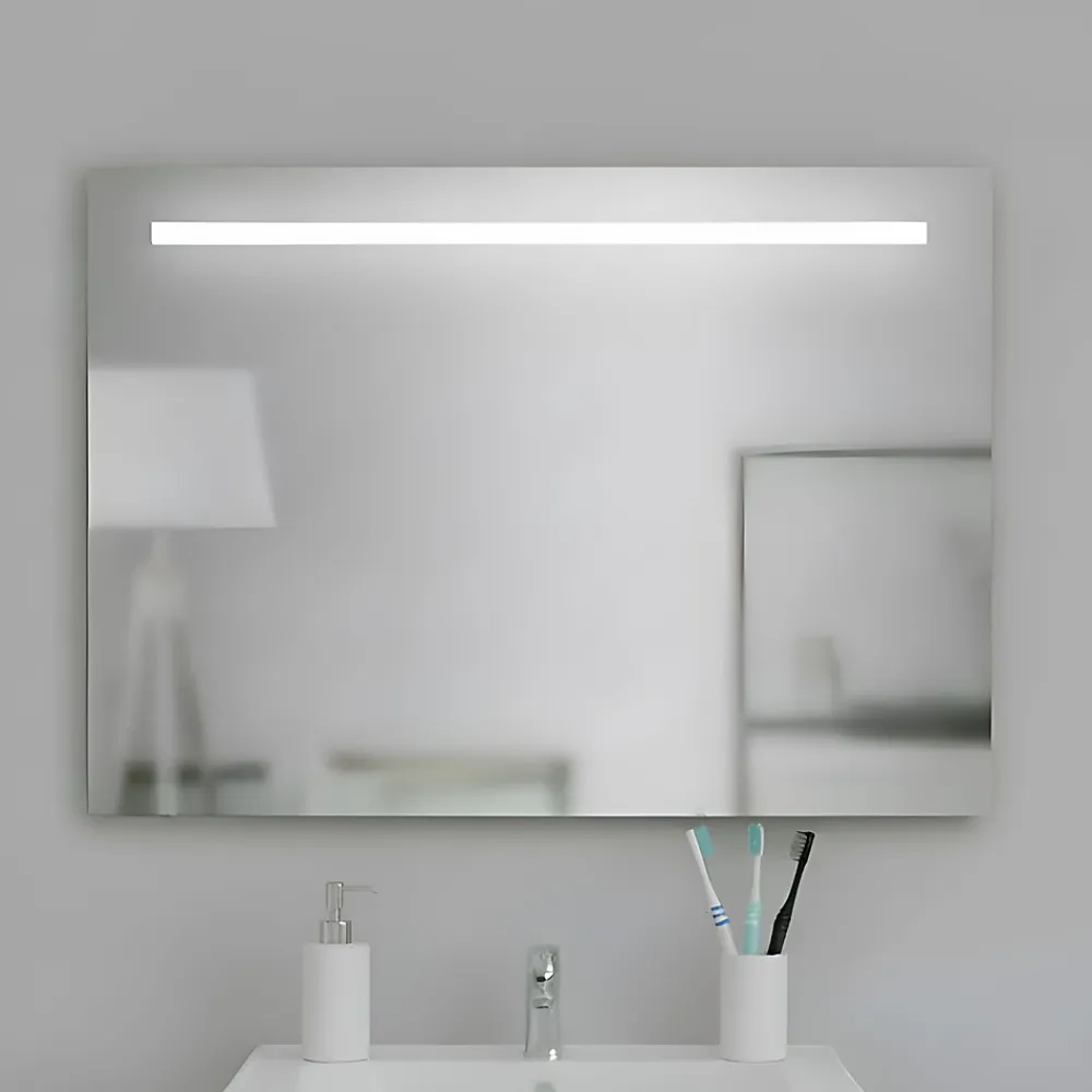 Et Design Miroir à bord poli 120x70H cm avec sablage frontal rétroéclairé led