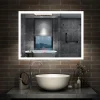 AICA Sanitaire Miroir de salle de bain 60x50cm LED tricolore anti-buée + mémoire + dimmable,