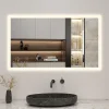 AICA Sanitaire Miroir de salle de bain 80x60cm LED tricolore anti-buée + mémoire + dimmable,