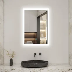 AICA Sanitaire Miroir de salle de bain 50x70cm LED tricolore anti-buée + mémoire + dimmable,