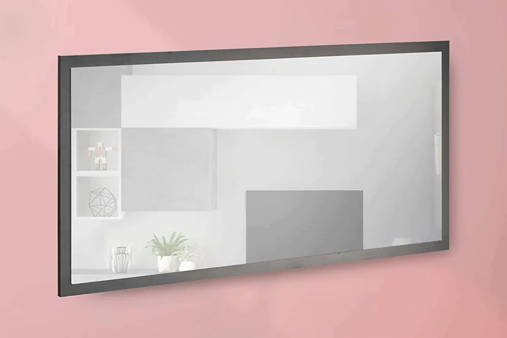 Miroir Simple|Dmora Miroir Adelchi, Miroir de salle de bain, 100% Made in Italy, 120x2h60 cm, Anthracite Brillant