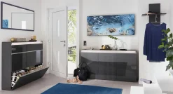 Miroir Simple|Dmora Miroir Adelchi, Miroir de salle de bain, 100% Made in Italy, 120x2h60 cm, Anthracite Brillant