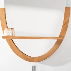 Wanda Collection Miroir Anita de salle de bain ovale en teck massif