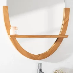Wanda Collection Miroir Anita de salle de bain ovale en teck massif