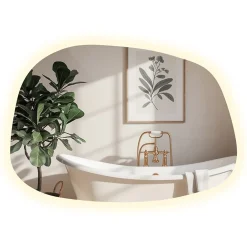 Miroir Lumineux|Tulup Miroir asymétrique led 49 x 34 cm design lumière neutre