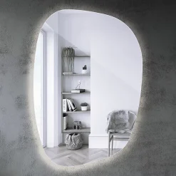 Miroir Lumineux|Tulup Miroir asymétrique led 49 x 34 cm design lumière neutre