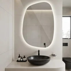Miroir Lumineux|Tulup Miroir asymétrique led 49 x 34 cm design lumière neutre