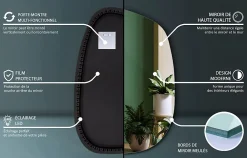 Miroir Lumineux|Tulup Miroir asymétrique led 49 x 34 cm design lumière neutre