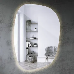 Tulup Miroir asymétrique led 49 x 34 cm design lumière chaude