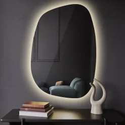 Tulup Miroir asymétrique led 49 x 34 cm design lumière chaude