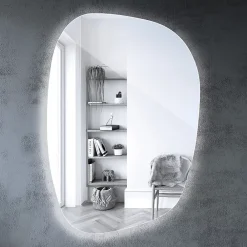 Miroir Lumineux|Tulup Miroir asymétrique led 49 x 34 cm design lumière froide