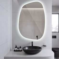 Miroir Lumineux|Tulup Miroir asymétrique led 49 x 34 cm design lumière froide