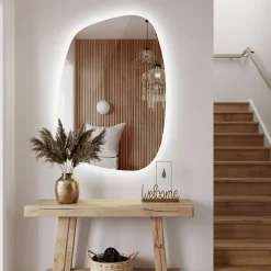 Miroir Lumineux|Tulup Miroir asymétrique led 49 x 34 cm design lumière froide