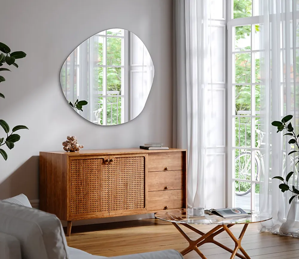 Tulup Miroir asymétrique 77 x 77 pour chambre 1 pièce