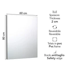 Kiamami Valentina Miroir Avec Bordure À Bord Lisse 60X80 Réversible
