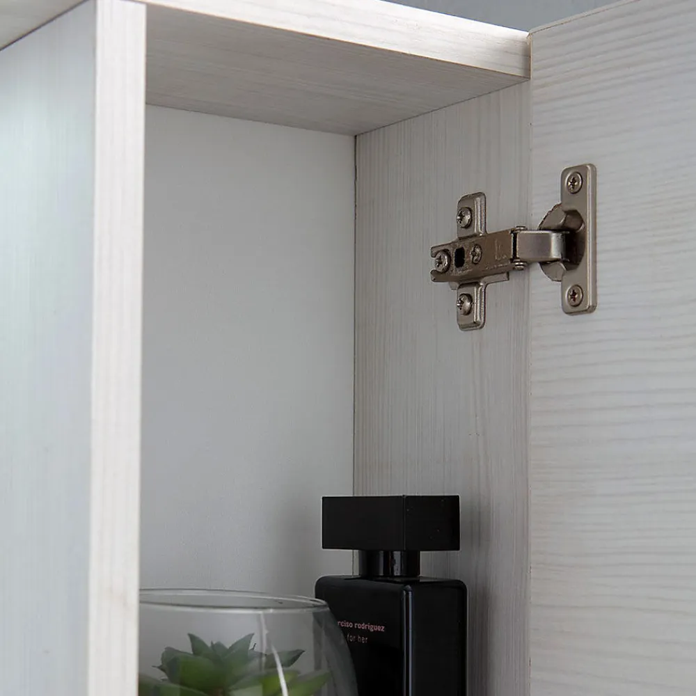 Kiamami Valentina Miroir Avec Deux Étagères En Chêne Blanc Effet Bois