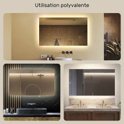 Artforma Miroir avec LED Illumination Salle de Bain (120x70cm) LED Lumineux Miroir avec Éclairage (LED058) Blanc Neutre 4500K