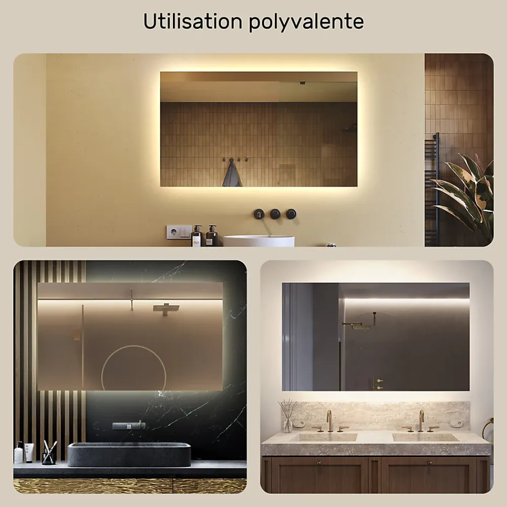 Artforma Miroir avec LED Illumination Salle de Bain (120x70cm) LED Lumineux Miroir avec Éclairage (LED058) Blanc Neutre 4500K