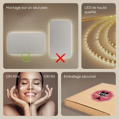 Artforma Miroir avec LED Illumination Salle de Bain (120x70cm) LED Lumineux Miroir avec Éclairage (LED058) Blanc Neutre 4500K