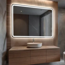 Miroir Lumineux|Artforma Miroir avec LED Illumination Salle de Bain - Naomi, 100x80 cm, Miroir Mural Avec Éclairage, Blanc Froid 7000K