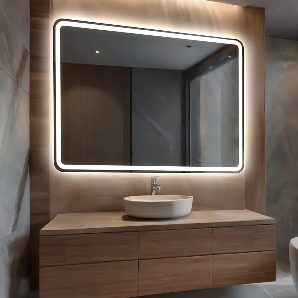 Miroir Lumineux|Artforma Miroir avec LED Illumination Salle de Bain - Naomi, 100x80 cm, Miroir Mural Avec Éclairage, Blanc Froid 7000K
