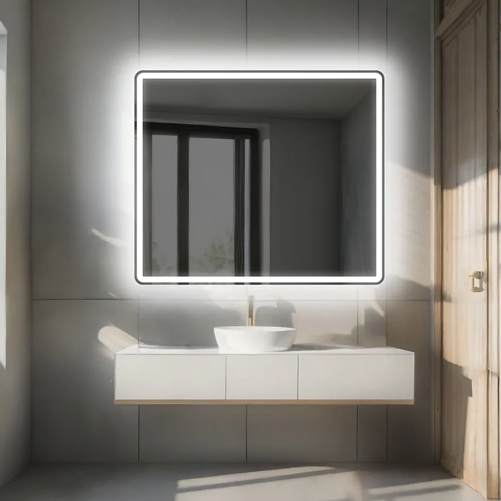 Miroir Lumineux|Artforma Miroir avec LED Illumination Salle de Bain - Naomi, 100x80 cm, Miroir Mural Avec Éclairage, Blanc Froid 7000K