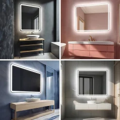 Miroir Lumineux|Artforma Miroir avec LED Illumination Salle de Bain - Naomi, 100x80 cm, Miroir Mural Avec Éclairage, Blanc Froid 7000K